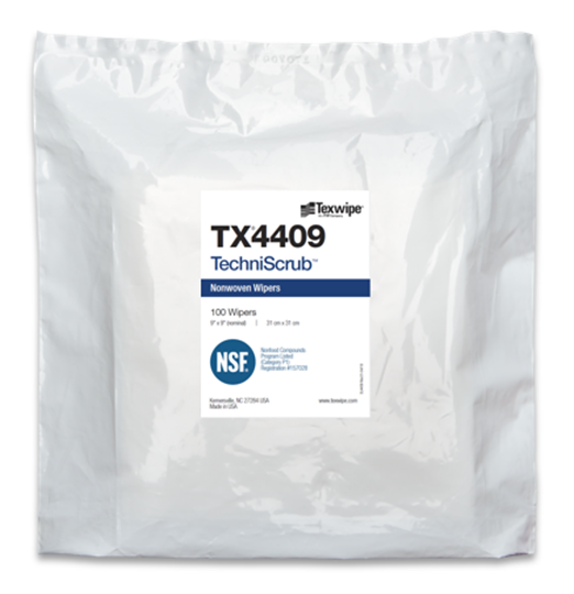 SOS Cleanroom Texwipe TX4409 TechniScrub 9" x 9" Cellulose and Polyester Cleanroom Wiper - Bag