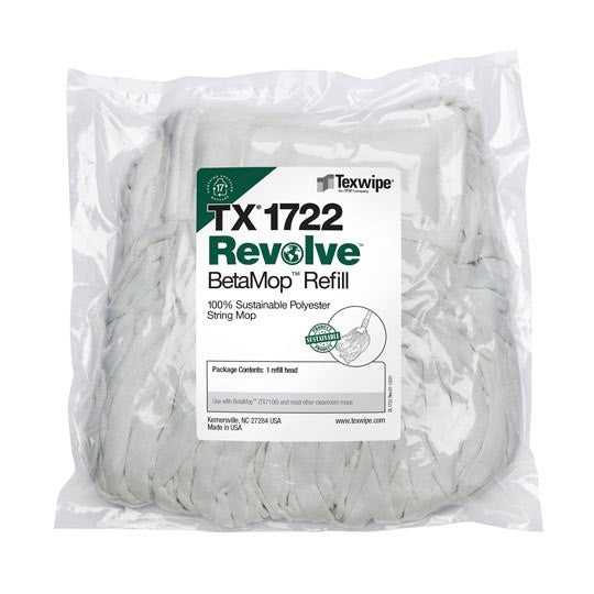 SOS Cleanroom Texwipe TX1722 Revolve BetaMop Tubular Polyester String Replacement Heads (Refills) (Case Qty.) - Case