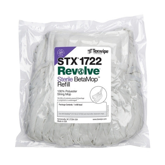 SOS Cleanroom Texwipe STX1722 Sterile Revolve BetaMop Tubular Polyester String Replacement Heads (Refills) (Case Qty.) - Case