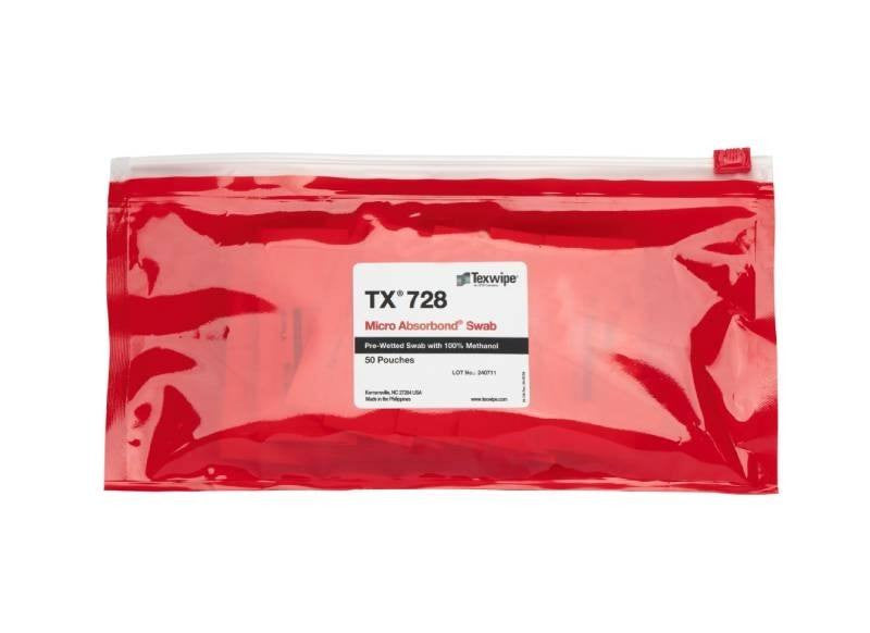 SOS Cleanroom Texwipe TX728 Absorbond Polyester Swab Pre-Wetted 100% Methanol - Bag