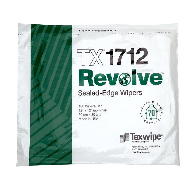 SOS Cleanroom Texwipe TX1712 Revolve 12" x 12" Upcycled Polyester Cleanroom Wiper - Case