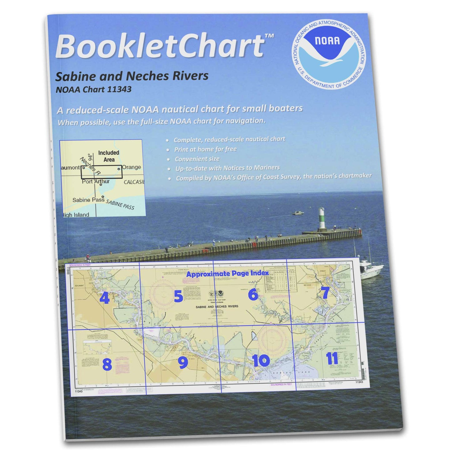 Paradise Clay CB11343 HISTORICAL NOAA Booklet Chart Sabine and Neches Rivers