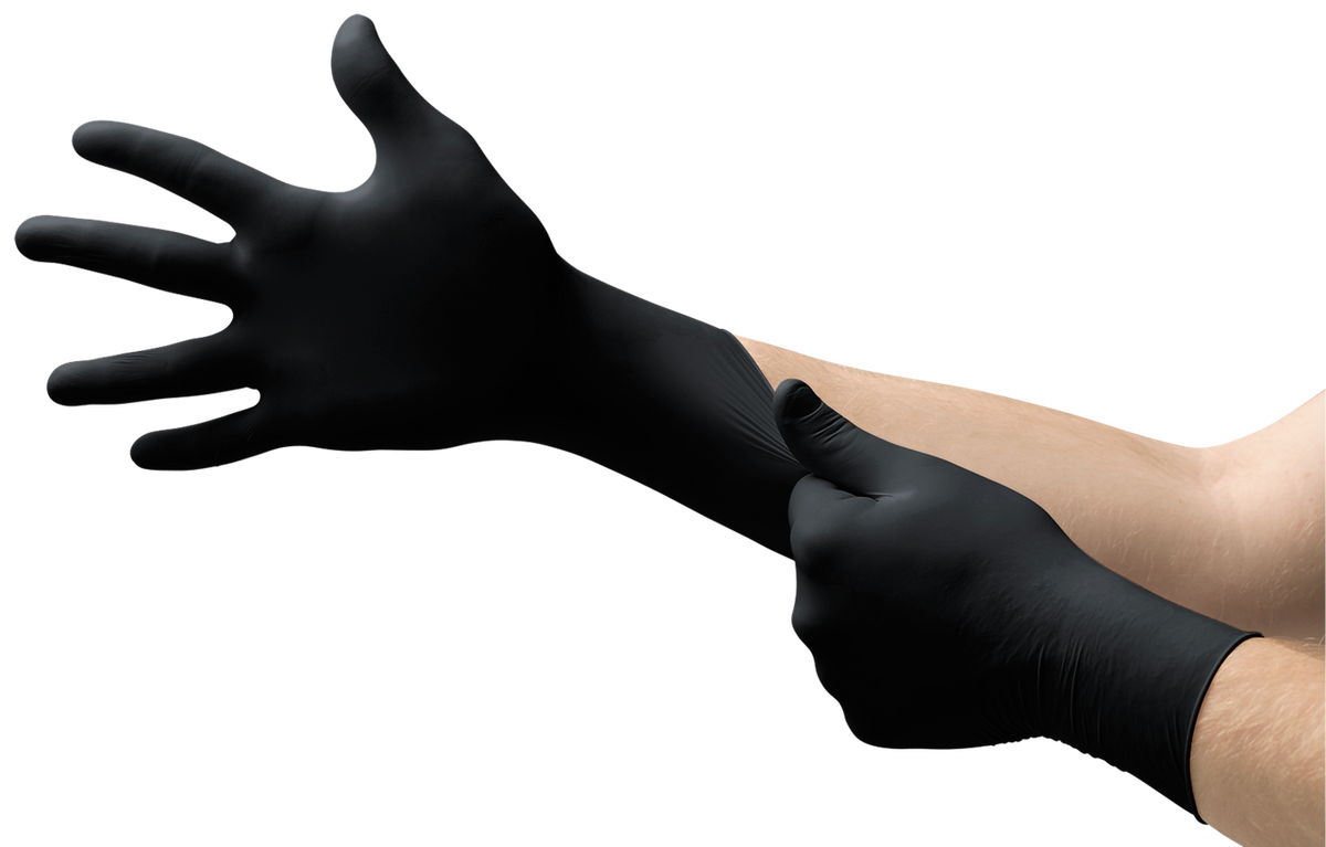 SOS Cleanroom ?BD-1000-NPF? Ansell BD-100N Microflex Black Dragon Nitrile Gloves Zero