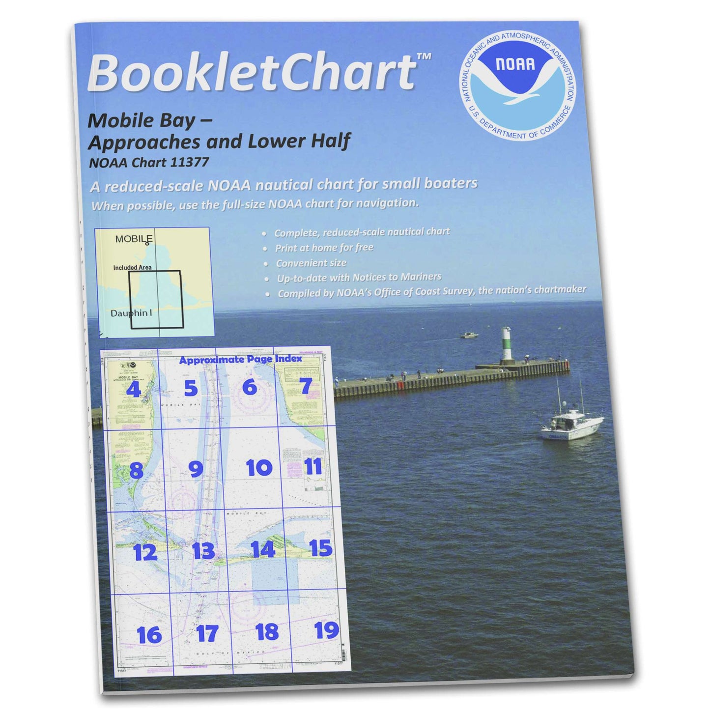 Paradise Clay CB11377 NOAA Booklet Chart Mobile Bay Approaches and Lower Half