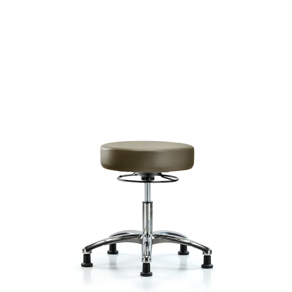 Blue Ridge Ergonomics VDHSO-CR-RG-8809 Rutledge Vinyl Stool without Back Chrome - Desk Height with Stationary Glides in Taupe Supernova™ Vinyl
