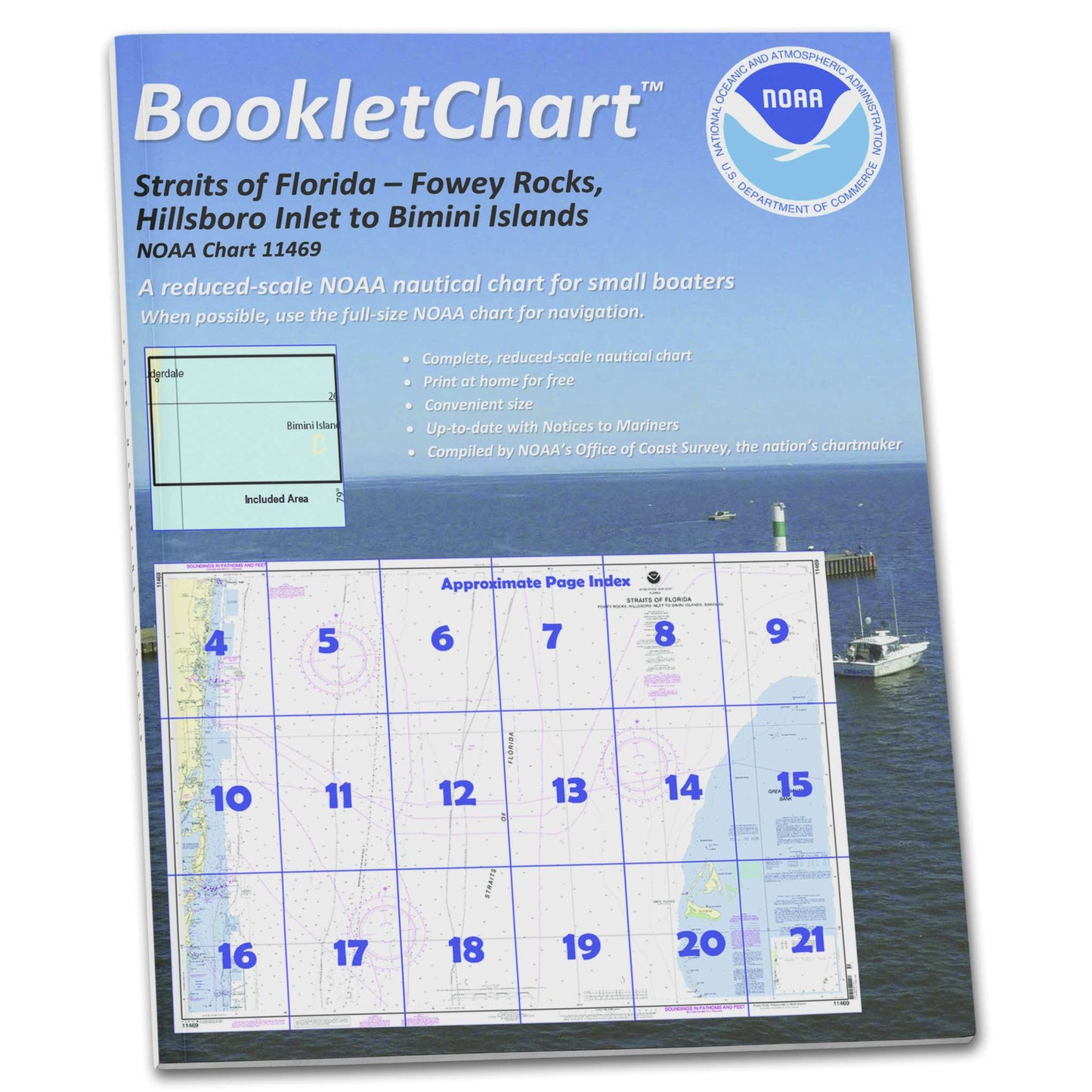 Paradise Clay CB11469 HISTORICAL NOAA Booklet Chart Straits of Florida Fowey Rocks: Hillsboro Inlet to Bimini Islands: Bah.