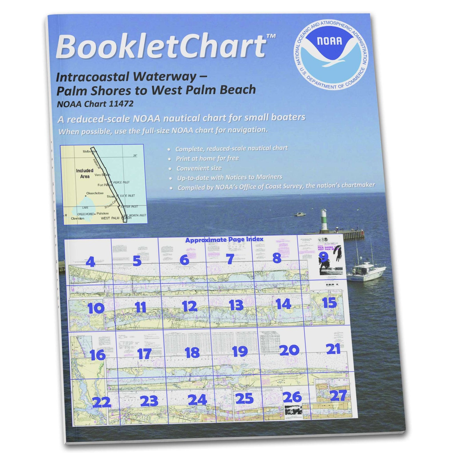 Paradise Clay CB11472 HISTORICAL NOAA Booklet Chart Intracoastal Waterway Palm Shores to West Palm Beach;Loxahatchee River.