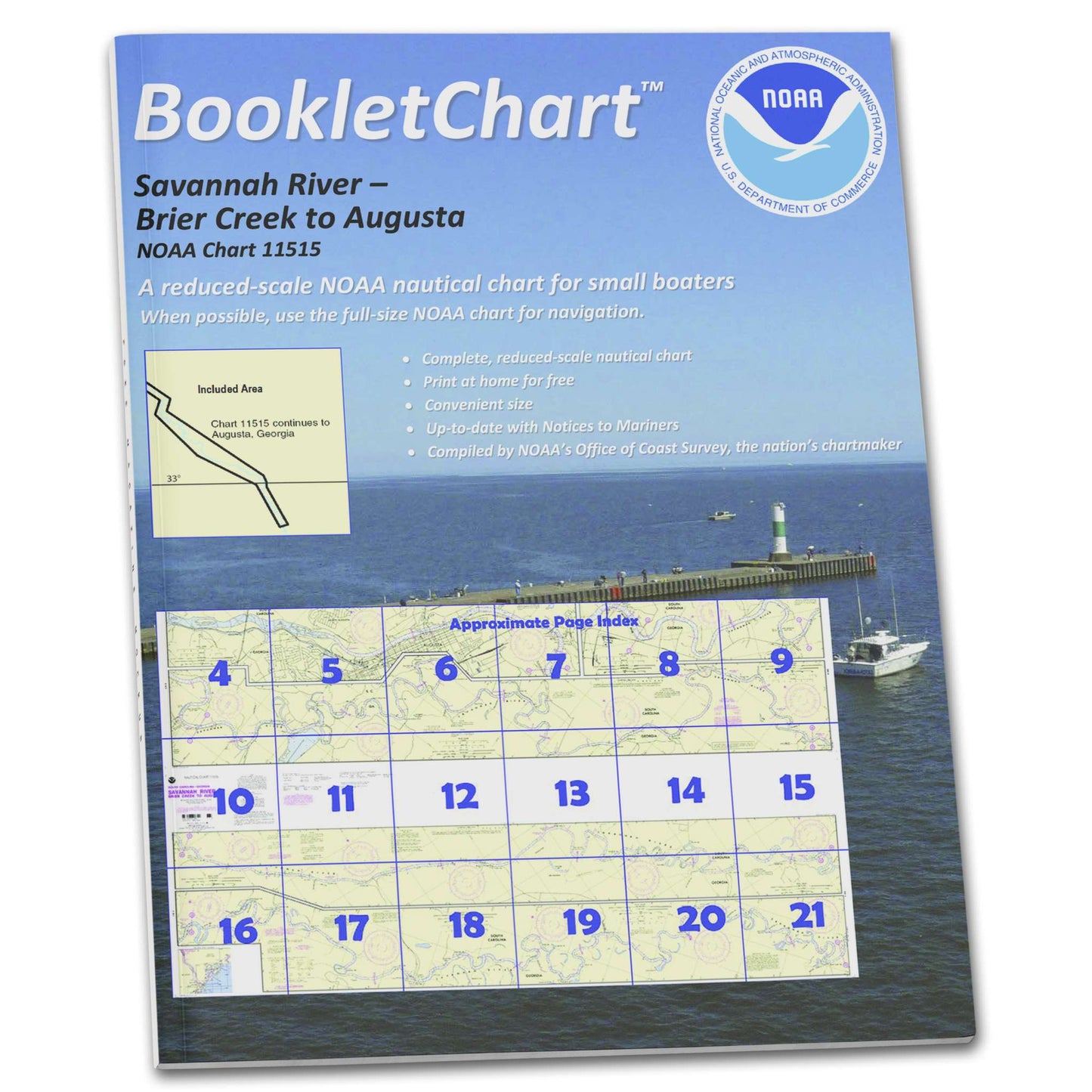 Paradise Clay CB11515 HISTORICAL NOAA Booklet Chart Savannah River Brier Creek to Augusta