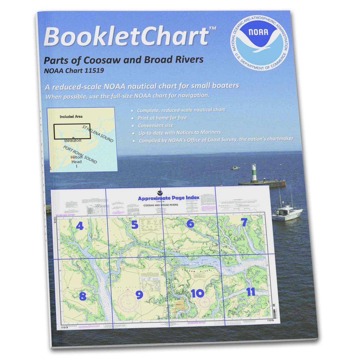 Paradise Clay CB11519 HISTORICAL NOAA Booklet Chart Parts of Coosaw and Broad Rivers