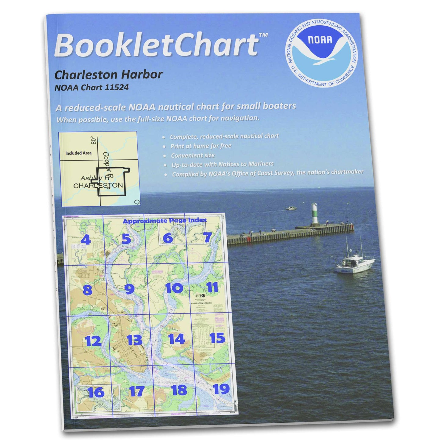 Paradise Clay CB11524 HISTORICAL NOAA Booklet Charleston Harbor, Handy 8.5" x 11" Size. Paper Chart Book Designed for use Aboard Small Craft