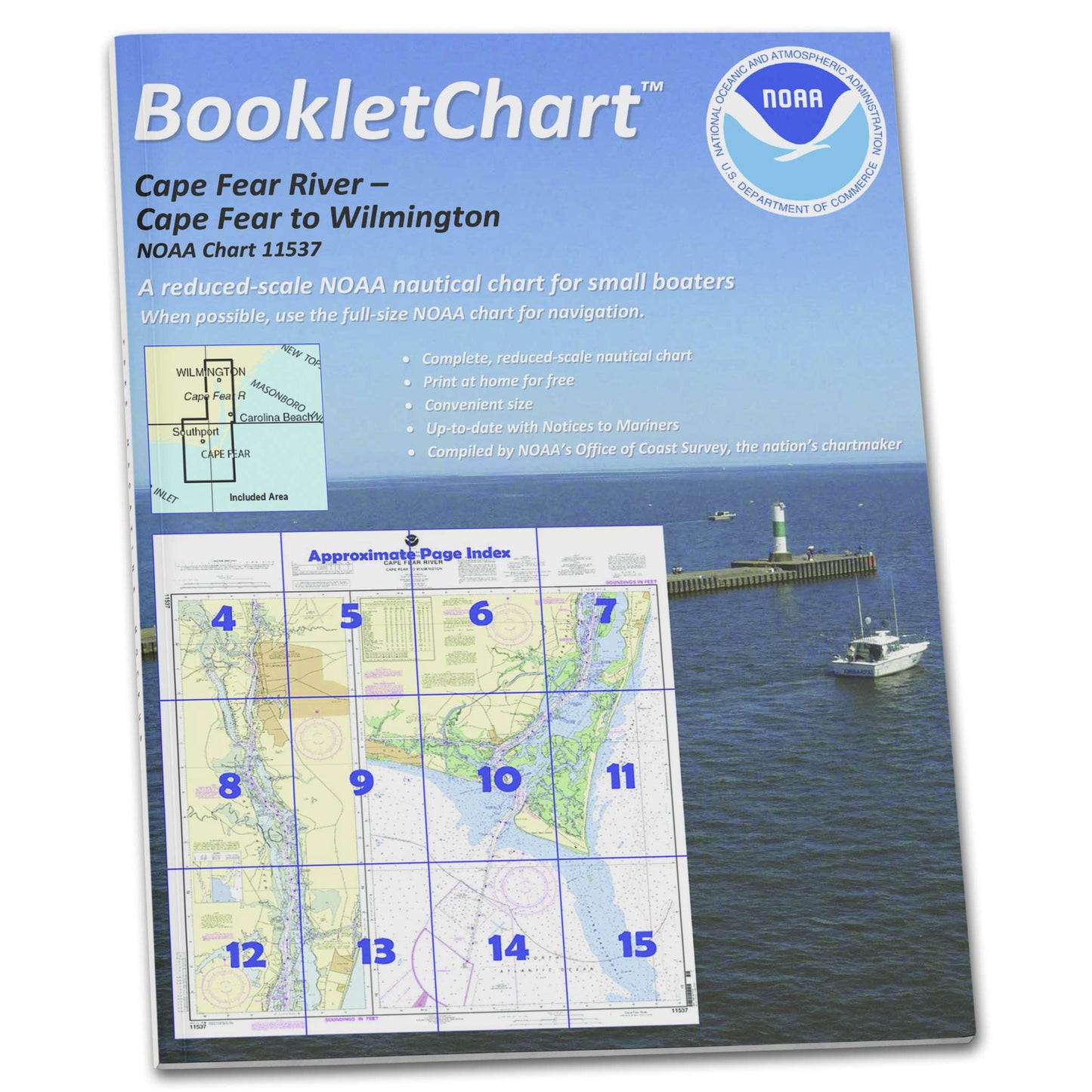 Paradise Clay CB11537 HISTORICAL NOAA Booklet Chart Cape Fear River Cape Fear to Wilmington, Handy 8.5" x 11" Size. Paper Chart Book Designed for use Aboard Small Craft