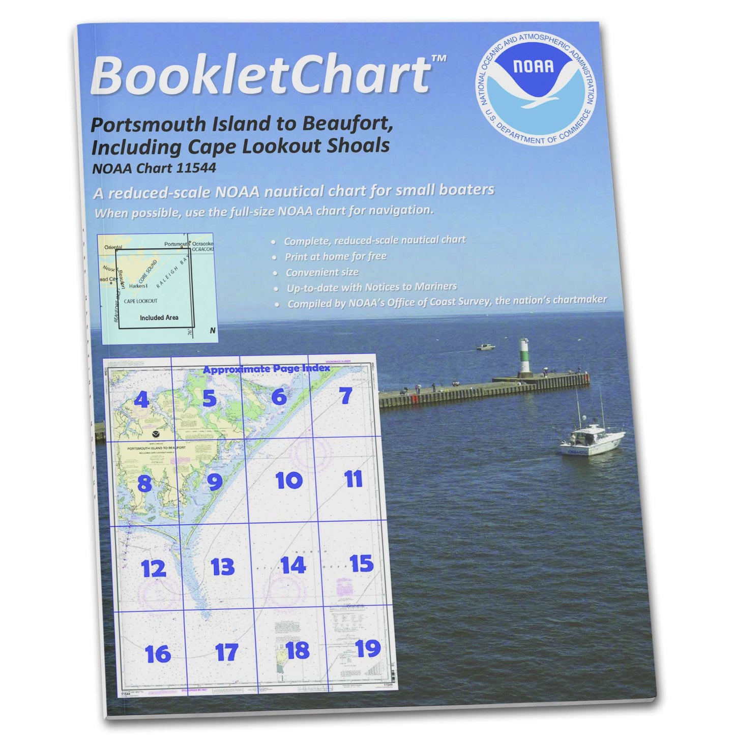 Paradise Clay CB11544 HISTORICAL NOAA Booklet Chart Portsmouth Island to Beaufort: Including Cape Lookout Shoals