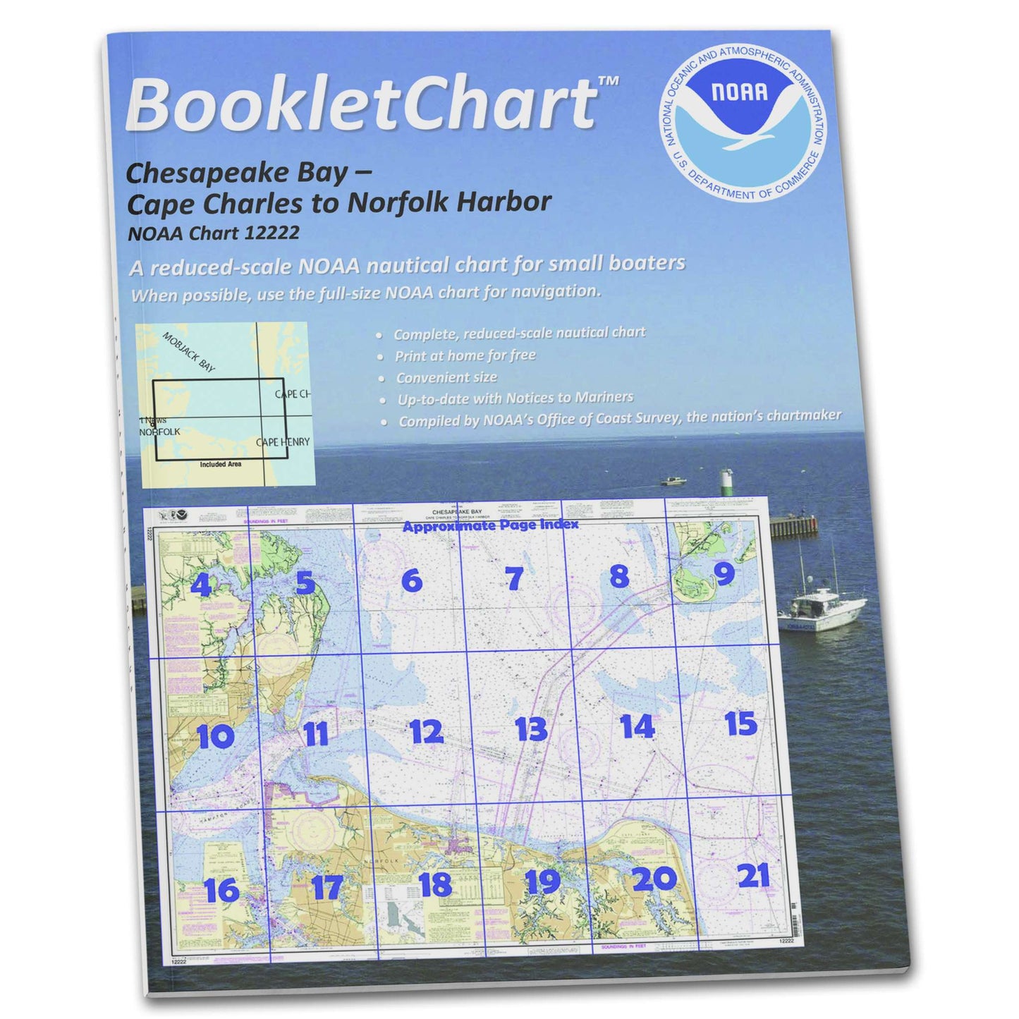 Paradise Clay CB12222 HISTORICAL NOAA Booklet Chart Chesapeake Bay Cape Charles to Norfolk Harbor