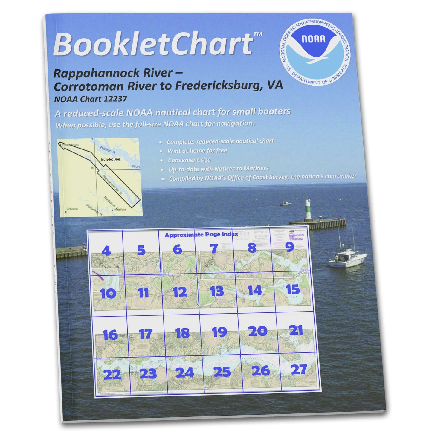 Paradise Clay CB12237 HISTORICAL NOAA Booklet Chart Rappahannock River Corrotoman River to Fredericksburg