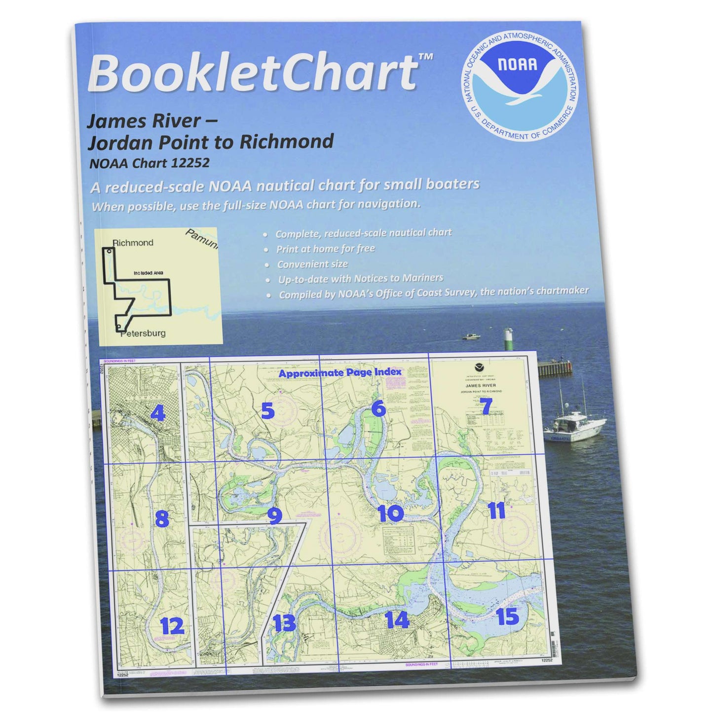 Paradise Clay CB12252 HISTORICAL NOAA Booklet Chart James River Jordan Point to Richmond