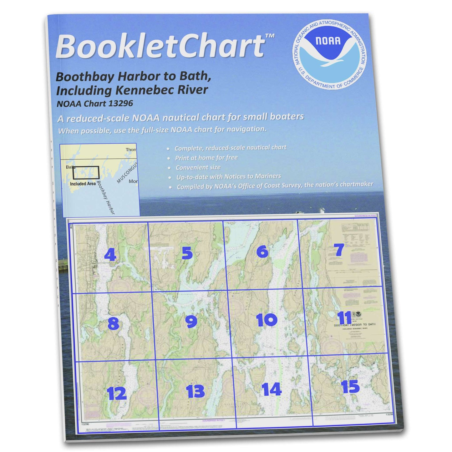 Paradise Clay CB13296 HISTORICAL NOAA Booklet Chart Boothbay Harbor to Bath: Including Kennebec River
