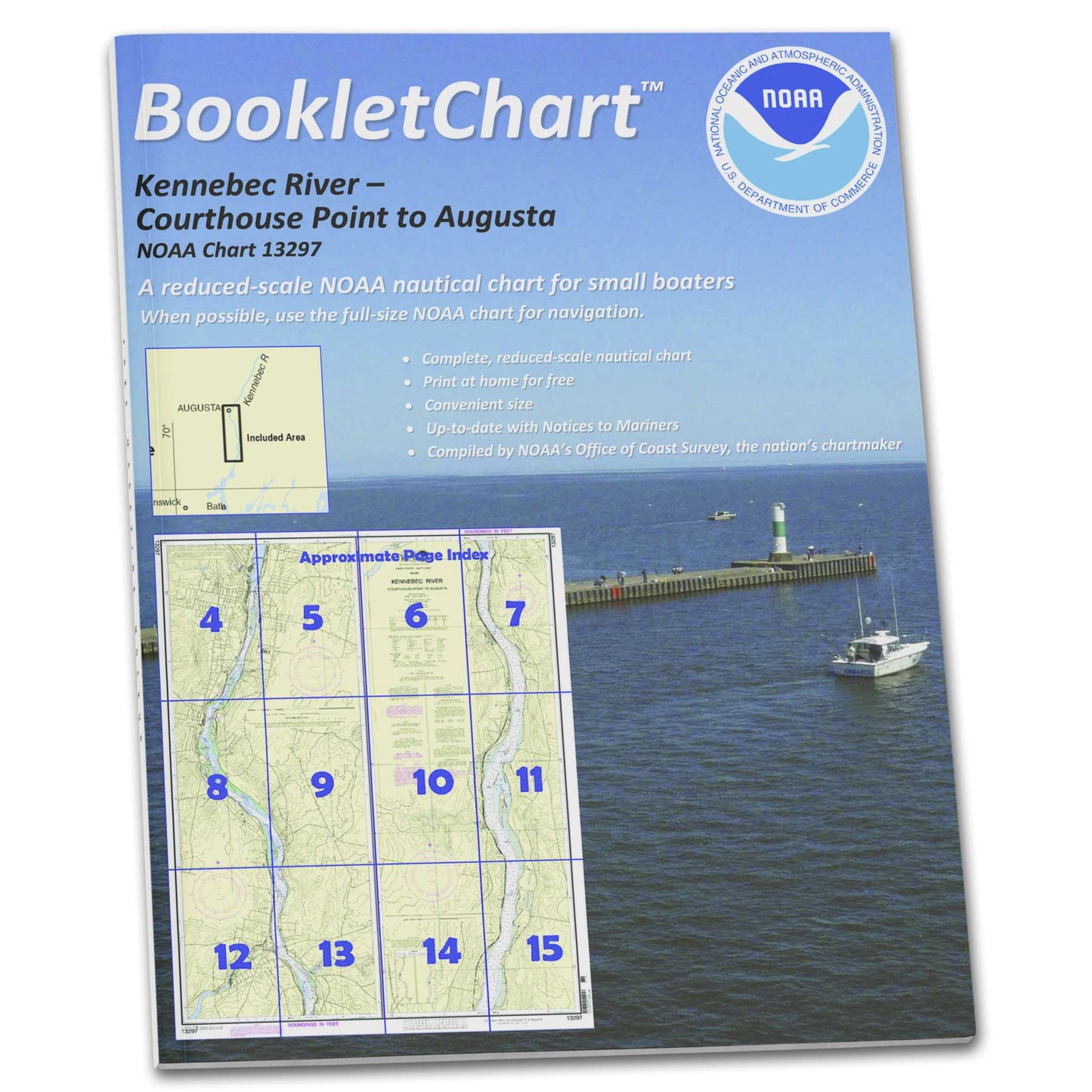 Paradise Clay CB13297 HISTORICAL NOAA Booklet Chart Kennebec River Courthouse Point to Augusta