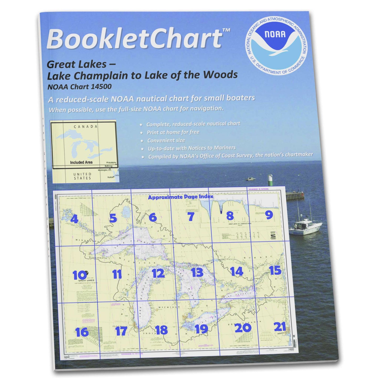 Paradise Clay CB14500 HISTORICAL NOAA Booklet Chart Great Lakes: Lake Champlain to Lake of The Woods, Handy 8.5" x 11" Size. Paper Chart Book Designed for use Aboard Small Craft