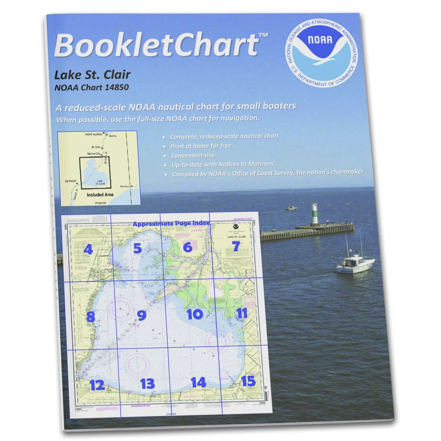 Paradise Clay CB14850 HISTORICAL NOAA Booklet Lake St. Clair, Handy 8.5" x 11" Size. Paper Chart Book Designed for use Aboard Small Craft