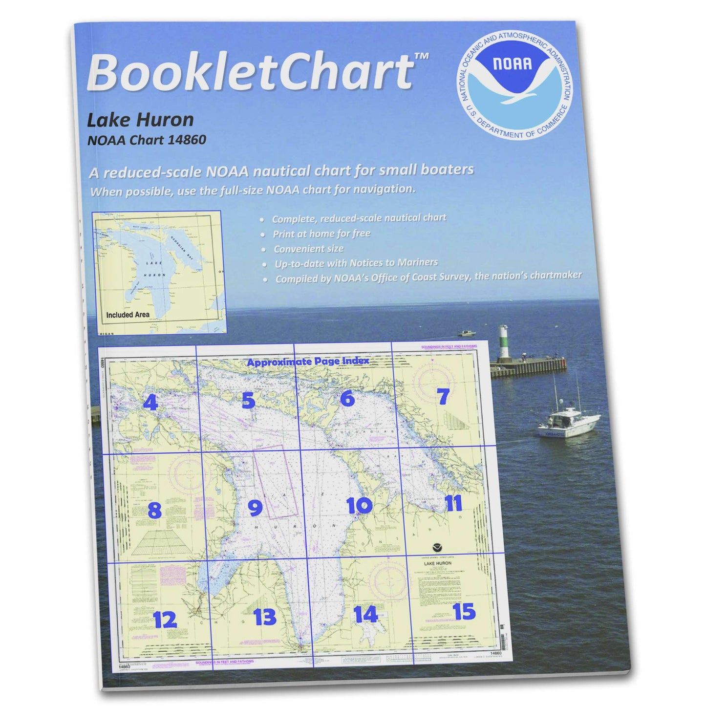 Paradise Clay CB14860 HISTORICAL NOAA Booklet Chart Lake Huron, Handy 8.5" x 11" Size. Paper Chart Book Designed for use Aboard Small Craft