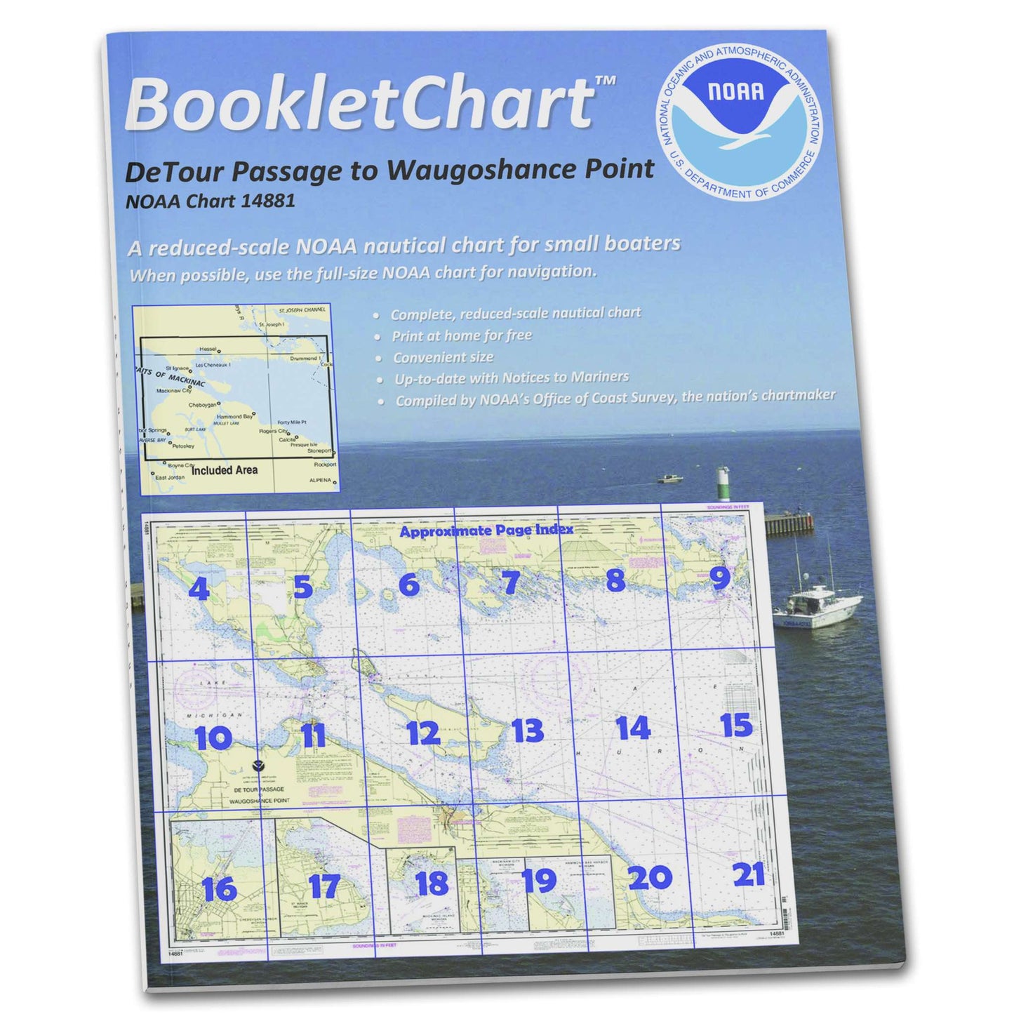 Paradise Clay CB14881 HISTORICAL NOAA Booklet Chart Detour Passage to Waugoshance Pt;Hammond Bay Harbor;Mackinac Island;C.