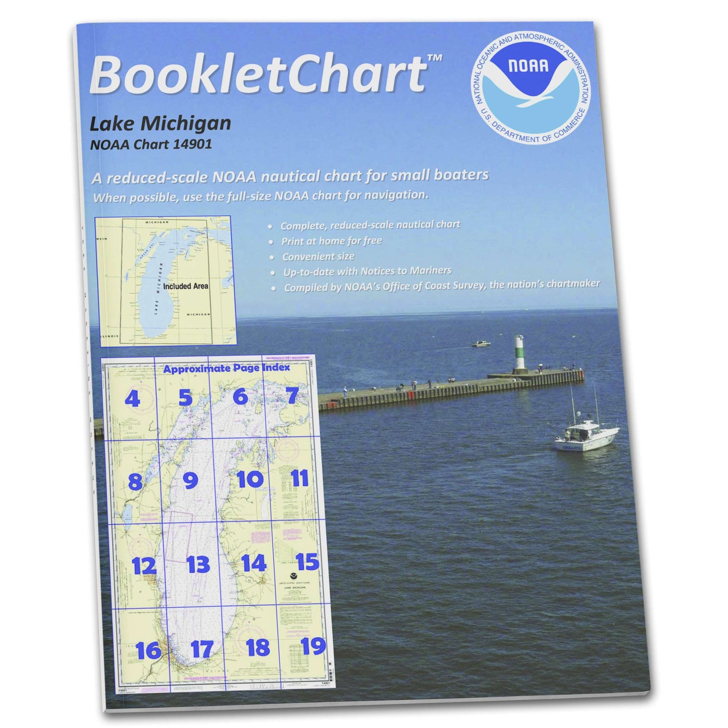 Paradise Clay CB14901 HISTORICAL NOAA Booklet Chart Lake Michigan (Mercator Projection), Handy 8.5" x 11" Size. Paper Chart Book Designed for use Aboard Small Craft