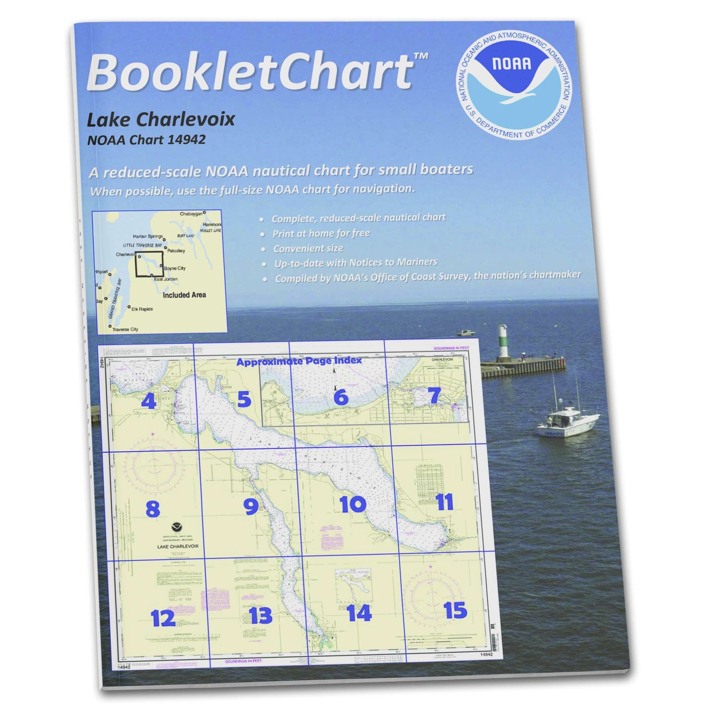 Paradise Clay CB14942 HISTORICAL NOAA Booklet Chart Lake Charlevoix;Charlevoix: South Point to Round Lake