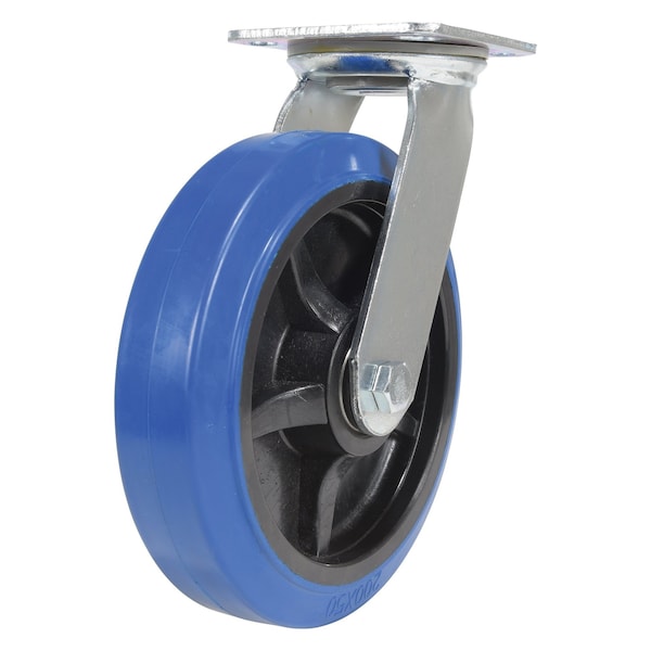 Vestil CST-BB-8X2ER-S Elastic Rubber Swivel Caster 8 In. Diameter x 2 In. Width 770 Lb. Capacity Blue/Black