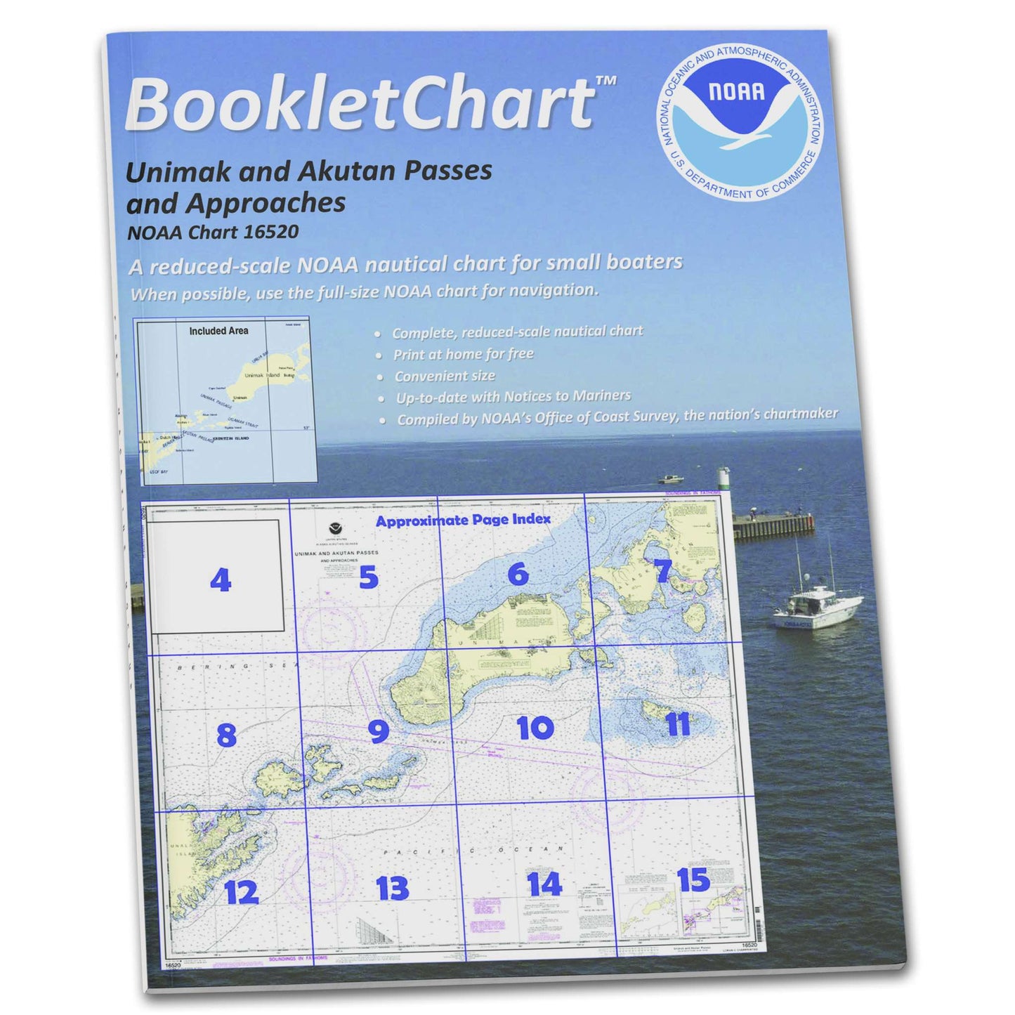 Paradise Clay CB16520 HISTORICAL NOAA Booklet Chart Unimak and Akutan Passes and approaches;Amak Island