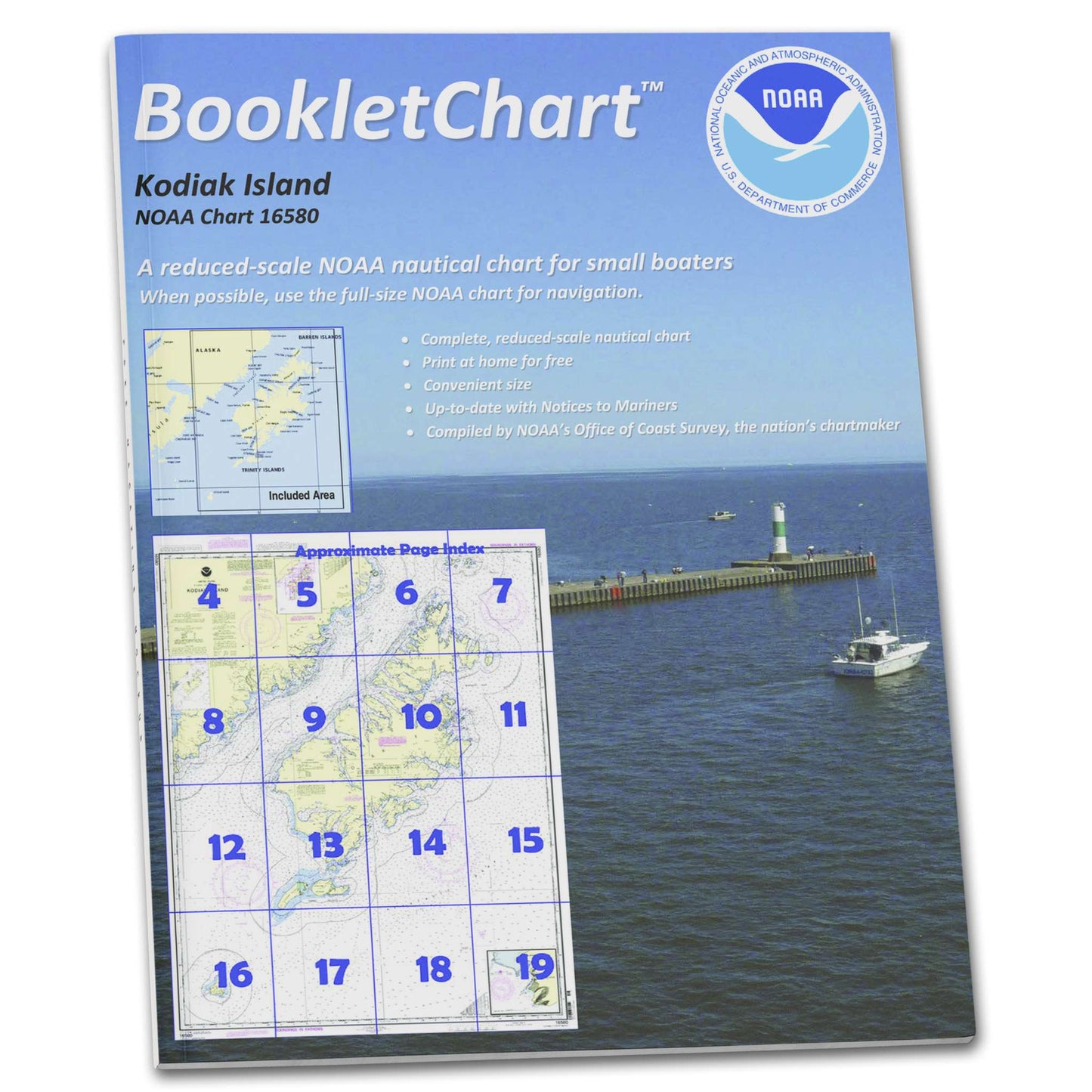 Paradise Clay CB16580 HISTORICAL NOAA Booklet Chart Kodiak Island;Southwest Anchorage: Chirikof Island, Handy 8.5" x 11" Size. Paper Chart Book Designed for use Aboard Small Craft