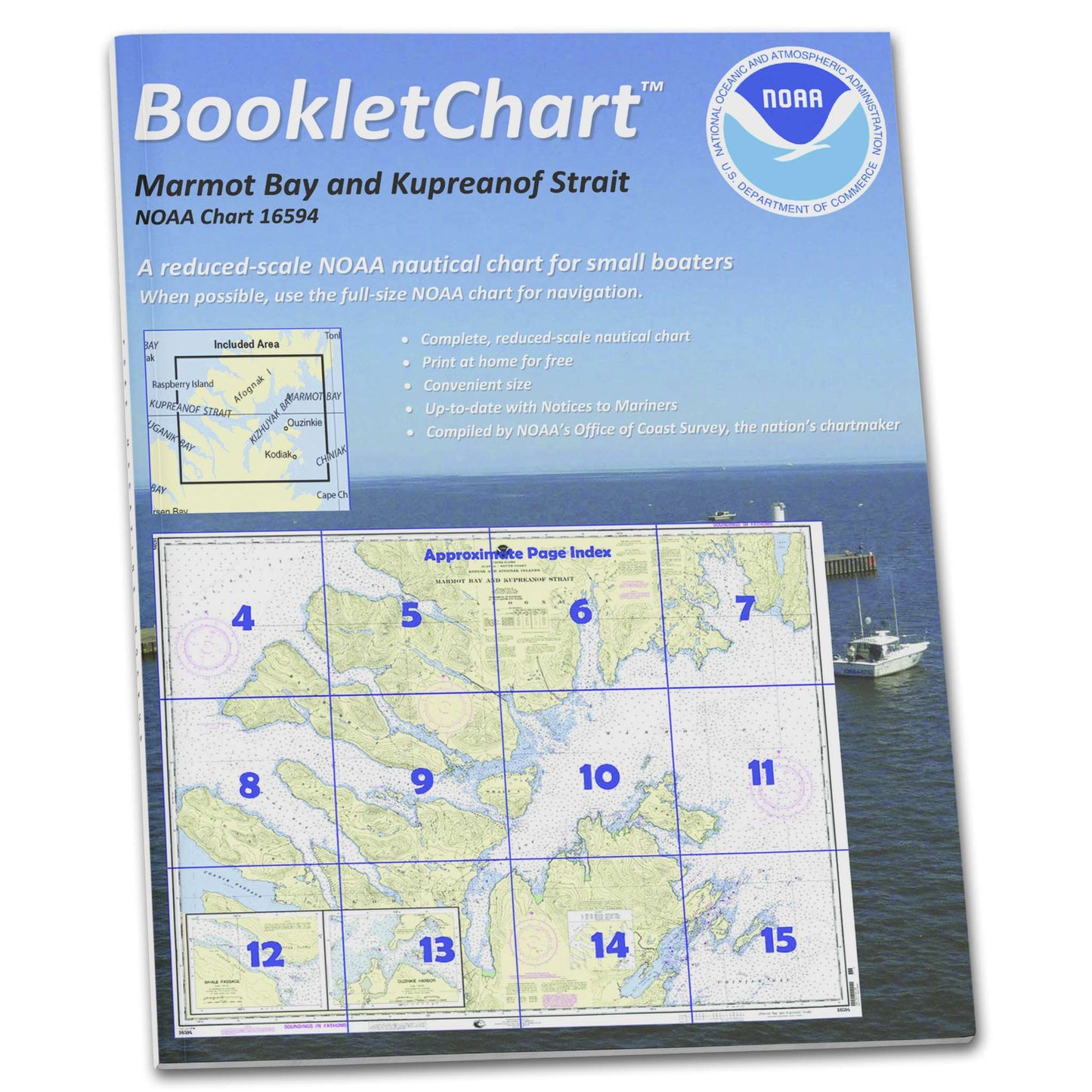 Paradise Clay CB16594 HISTORICAL NOAA Booklet Chart Marmot Bay and Kupreanof Strait;Whale Passage;Ouzinkie Harbor
