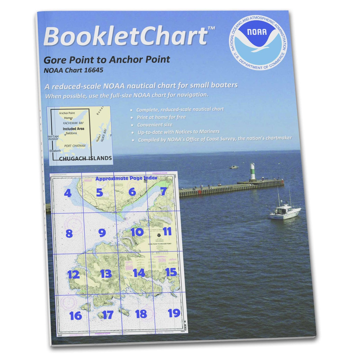 Paradise Clay CB16645 HISTORICAL NOAA Booklet Chart Gore Point to Anchor Point, Handy 8.5" x 11" Size. Paper Chart Book Designed for use Aboard Small Craft