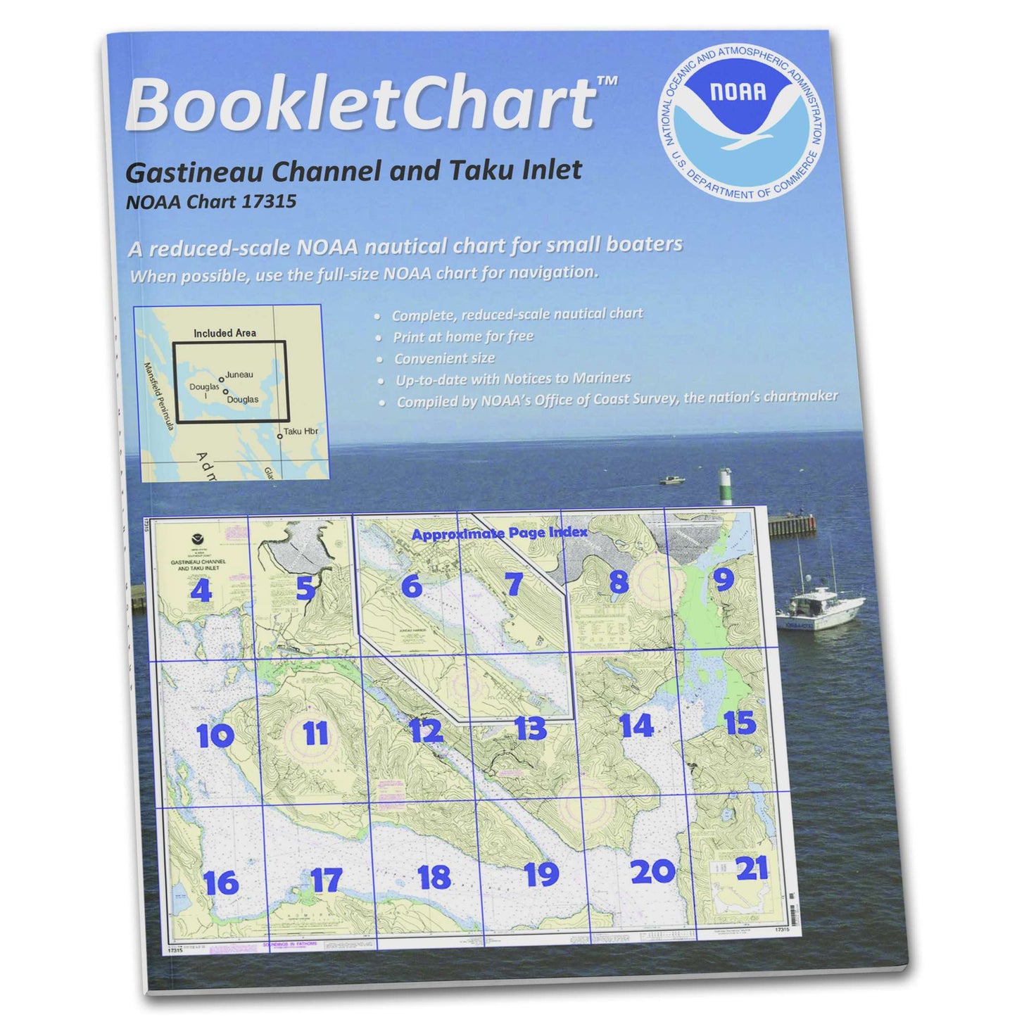 Paradise Clay CB17315 HISTORICAL NOAA Booklet Chart Gastineau Channel and Taku Inlet;Juneau Harbor