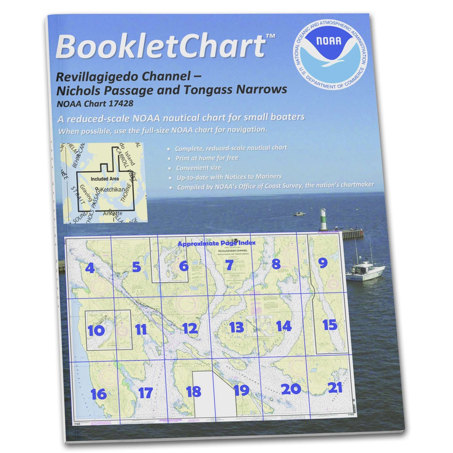 Paradise Clay CB17428 HISTORICAL NOAA Booklet Revillagigedo Channel: Nichols Passage: and Tongass Narrows, Handy 8.5" x 11" Size. Paper Chart Book Designed for use Aboard Small Craft