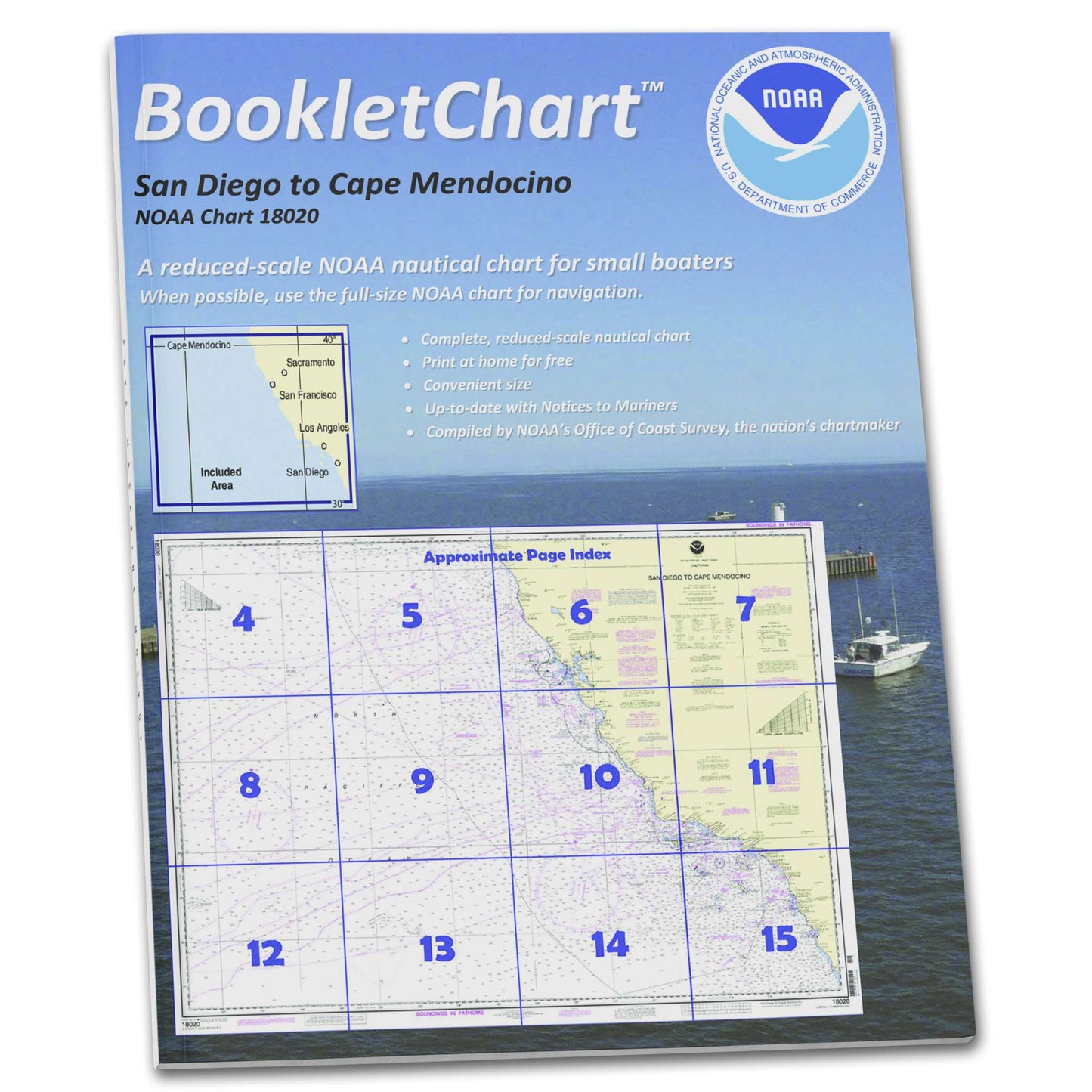 Paradise Clay CB18020 HISTORICAL NOAA Booklet Chart San Diego to Cape Mendocino
