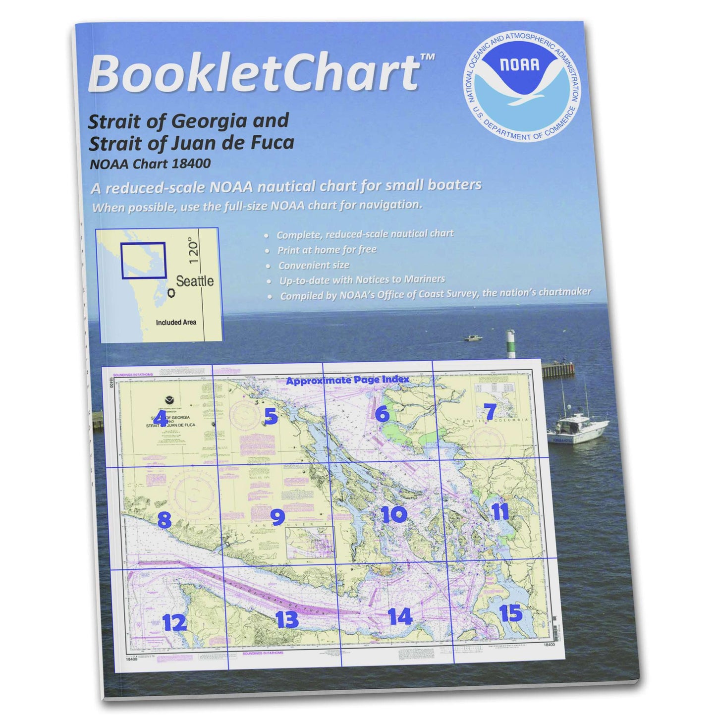 Paradise Clay CB18400 HISTORICAL NOAA Booklet Chart Strait of Georgia and Strait of Juan de Fuca