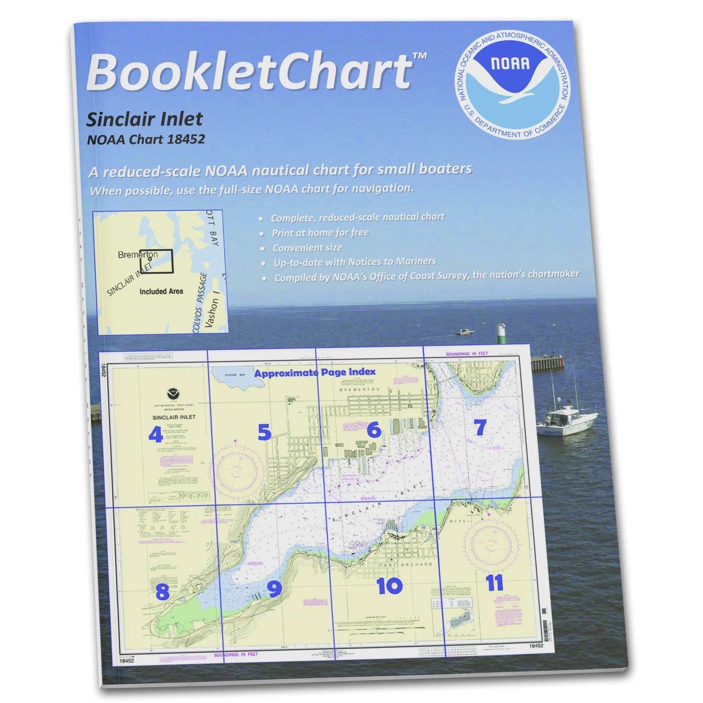 Paradise Clay CB18452 HISTORICAL NOAA Booklet Chart Sinclair Inlet