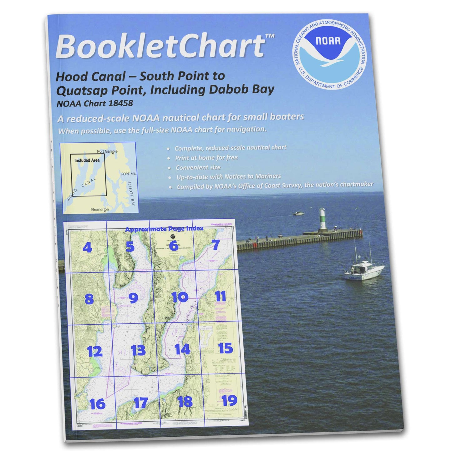 Paradise Clay CB18458 HISTORICAL NOAA Booklet Chart Hood Canal-South Point to Quatsap Point Including Dabob Bay