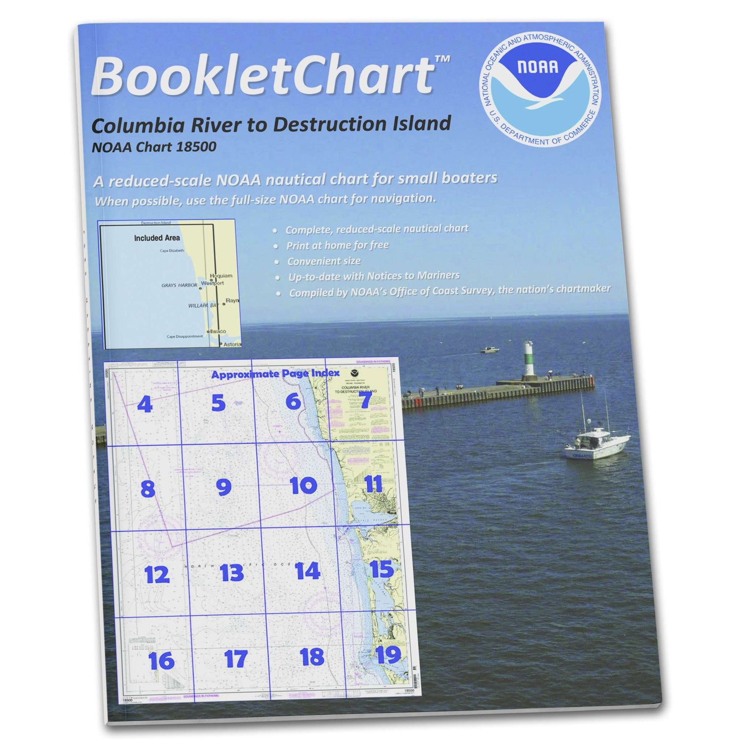 Paradise Clay CB18500 HISTORICAL NOAA Booklet Chart Columbia River to Destruction Island, Handy 8.5" x 11" Size. Paper Chart Book Designed for use Aboard Small Craft