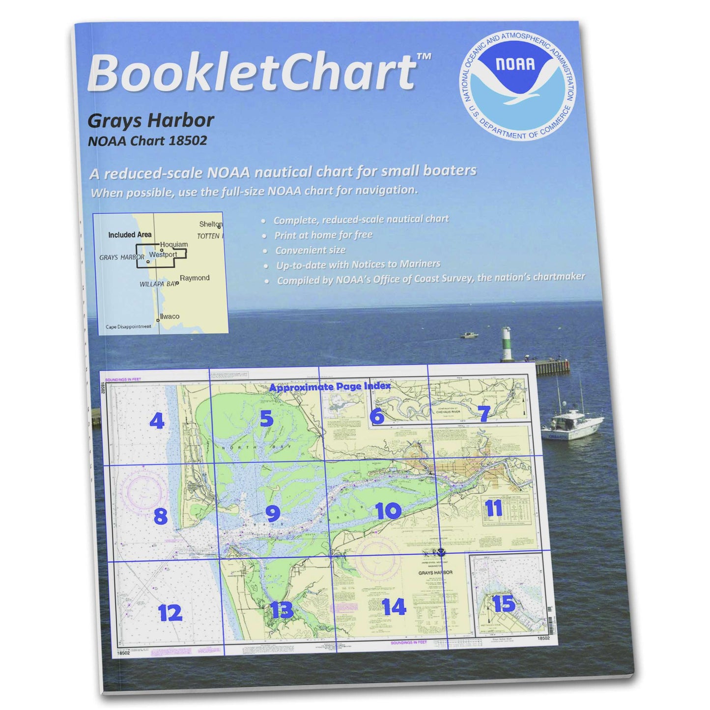 Paradise Clay CB18502 HISTORICAL NOAA Booklet Grays Harbor;Westhaven Cove, Handy 8.5" x 11" Size. Paper Chart Book Designed for use Aboard Small Craft