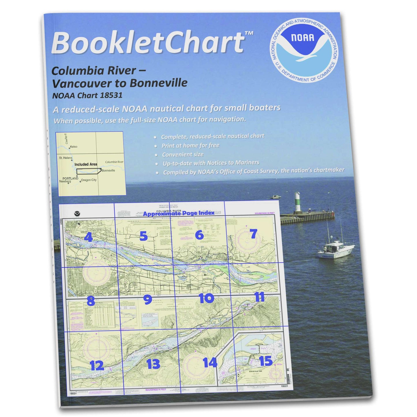 Paradise Clay CB18531 HISTORICAL NOAA Booklet Chart Columbia River Vancouver to Bonneville; Bonneville Dam