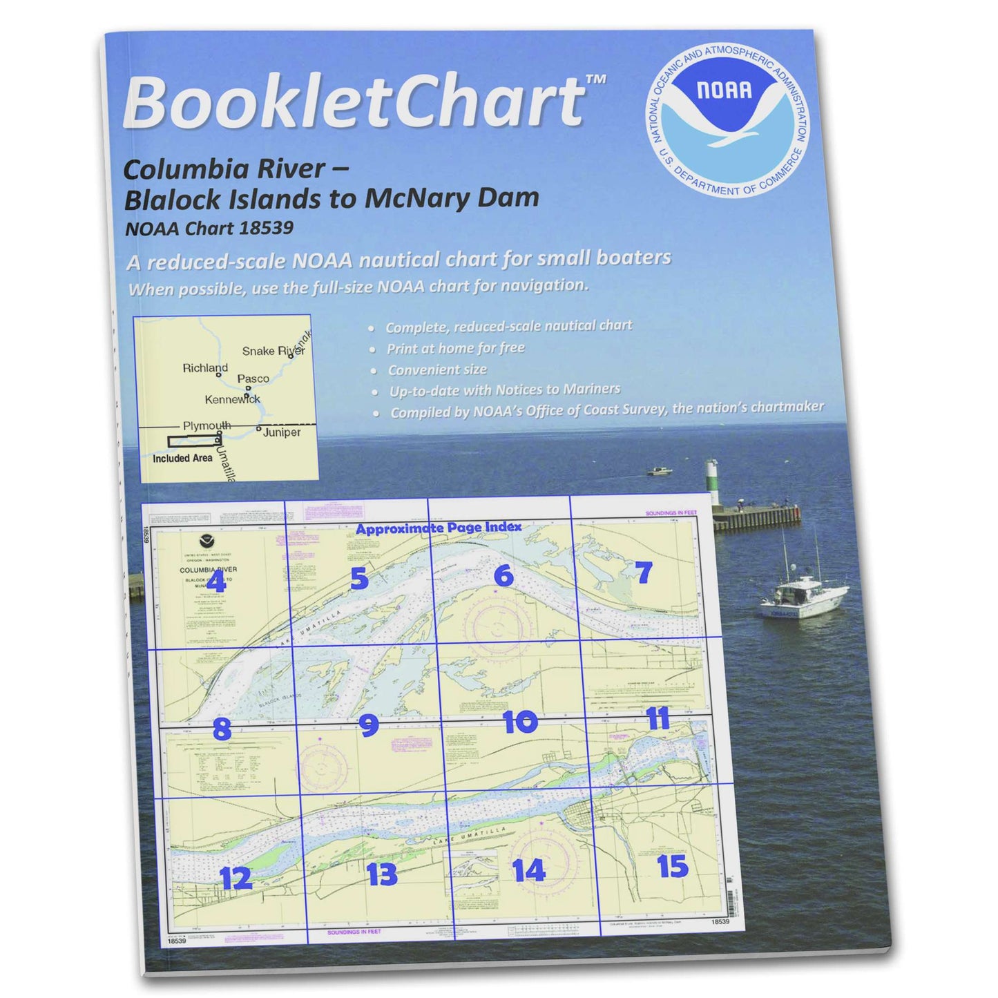 Paradise Clay CB18539 HISTORICAL NOAA Booklet Chart Columbia River Blalock Islands to McNary Dam