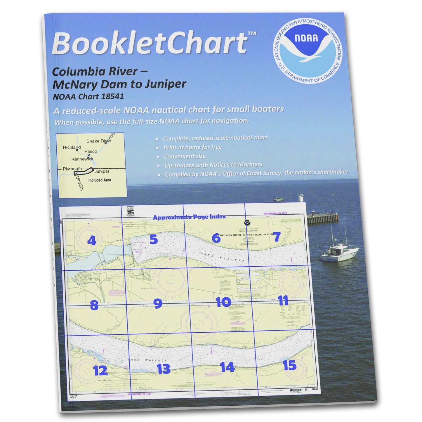Paradise Clay CB18541 HISTORICAL NOAA Booklet Chart Columbia River-McNary Dam to Juniper