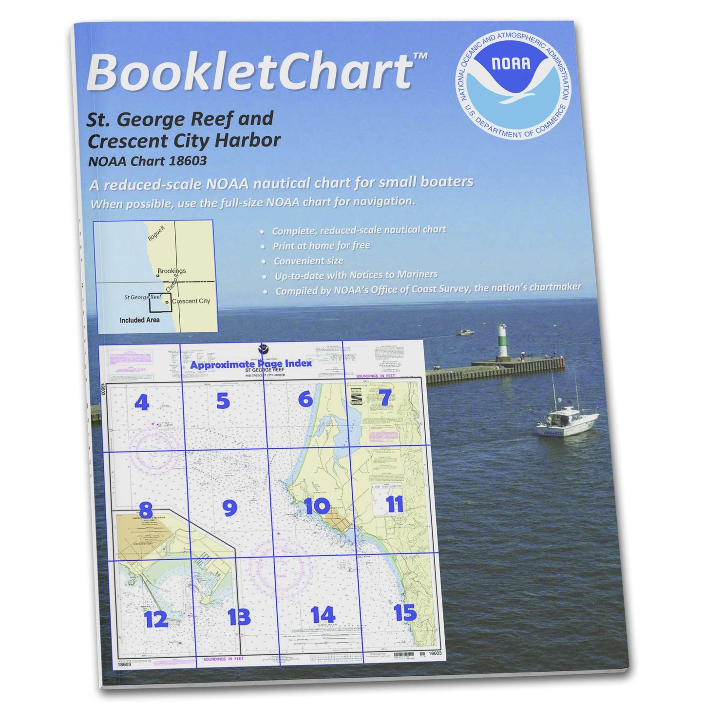 Paradise Clay CB18603 HISTORICAL NOAA Booklet Chart St. George Reef and Crescent City Harbor;Crescent City Harbor