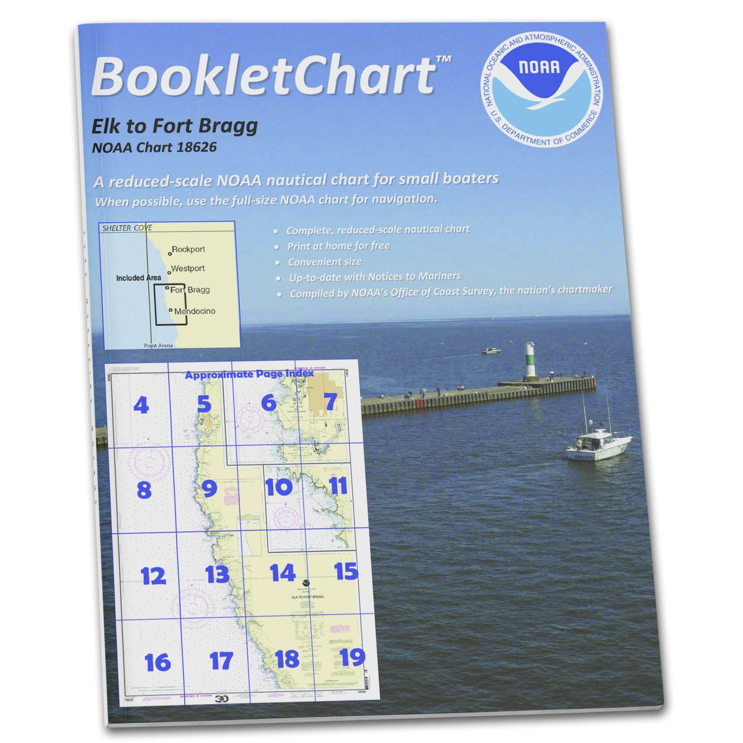 Paradise Clay CB18626 HISTORICAL NOAA Booklet Chart Elk to Fort Bragg;Fort Bragg and Noyo Anchorage;Elk