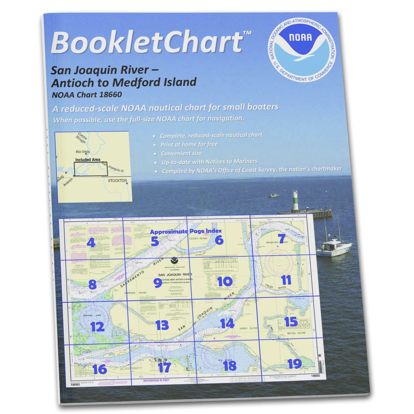 Paradise Clay CB18660 HISTORICAL NOAA Booklet Chart San Joaquin River Stockton Deep Water Channel Antioch to Medford Islan.