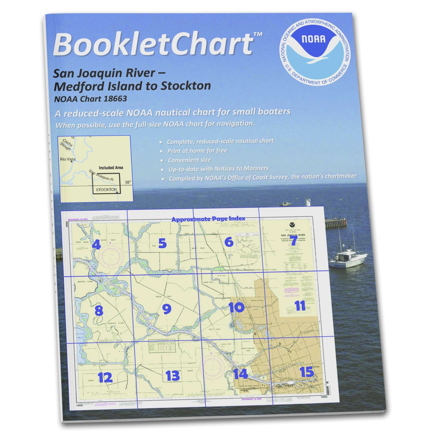 Paradise Clay CB18663 HISTORICAL NOAA Booklet Chart San Joaquin River Stockton Deep Water Channel Medford Island, etc.