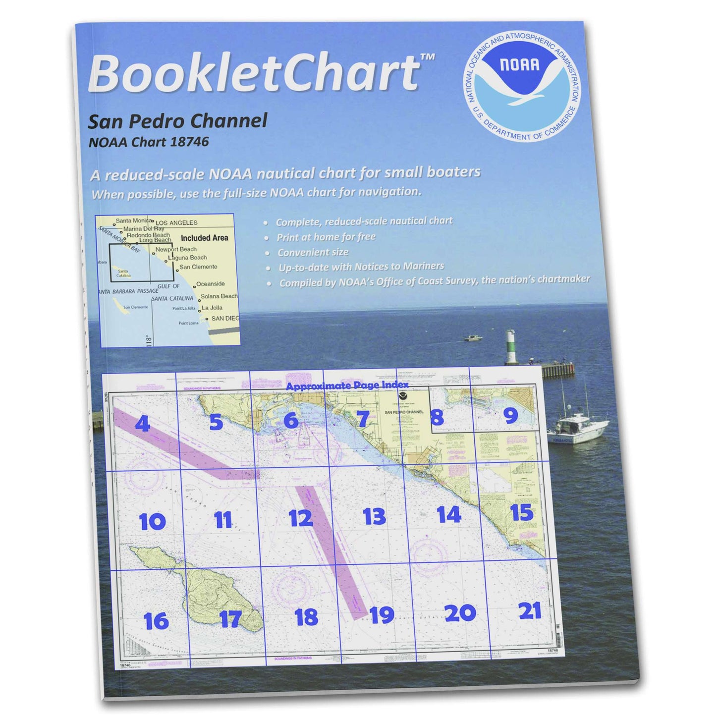 Paradise Clay CB18746 HISTORICAL NOAA Booklet Chart San Pedro Channel;Dana Point Harbor, Handy 8.5" x 11" Size. Paper Chart Book Designed for use Aboard Small Craft