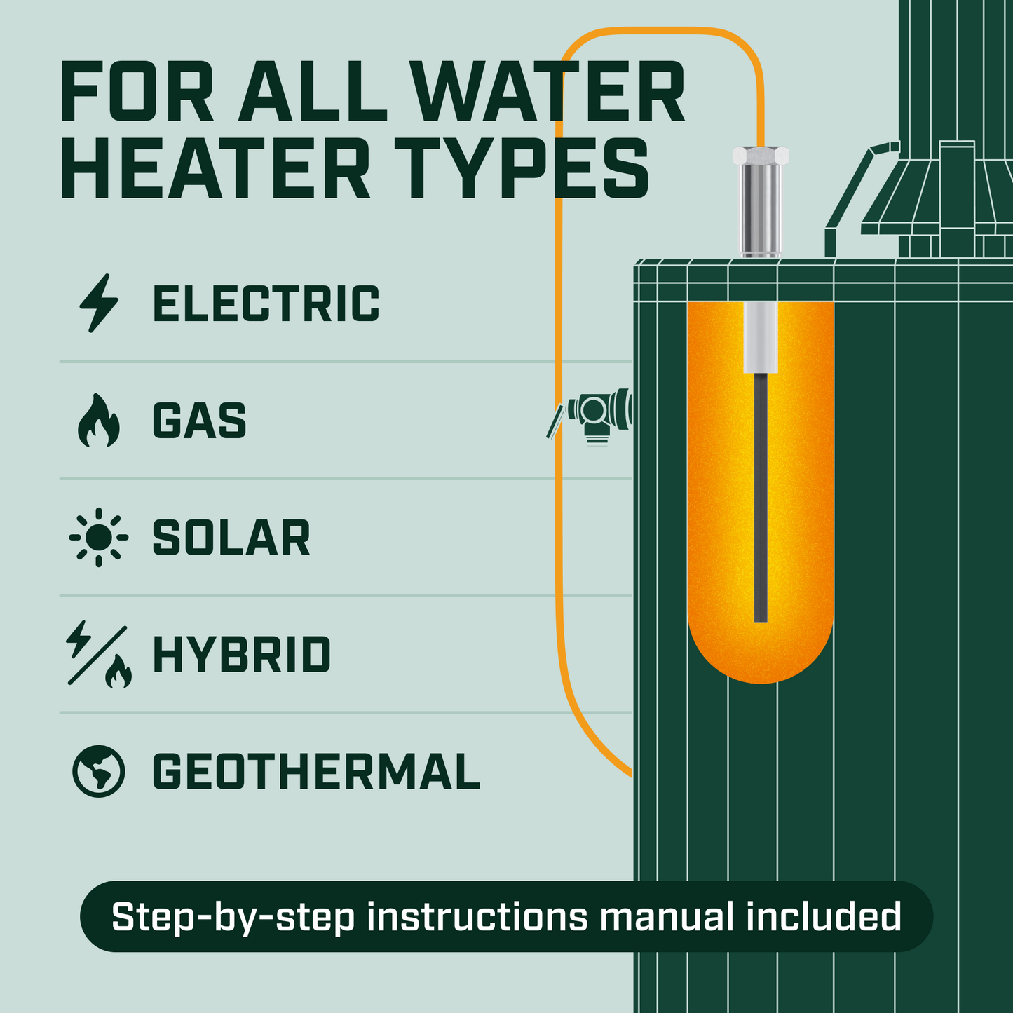 Corro-Protec 96387 Powered Titanium Anode Rod for 40-89 Gallon Tanks