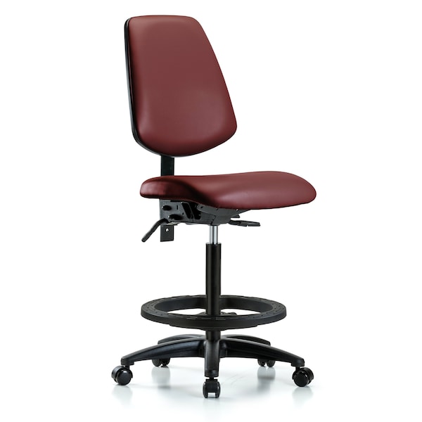 Blue Ridge Ergonomics VHBCH-MB-RG-T0-A0-BF-RC-8815 Rutledge Vinyl Chair - High Bench Height with Medium Back, Black Foot Ring, & Casters in Borscht Supernova™ Vinyl